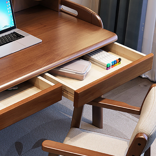 Wooden Adjustable Desk and Chair Set Kids Writing Desks with Hutch and Drawers