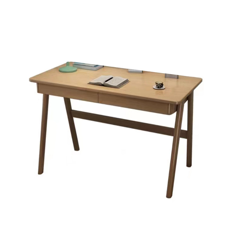 Solid Wood Writing Kids Desk and Chair 29.5" High Simple Child Desk with Drawers