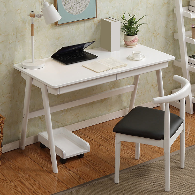 Solid Wood Writing Kids Desk and Chair 29.5" High Simple Child Desk with Drawers