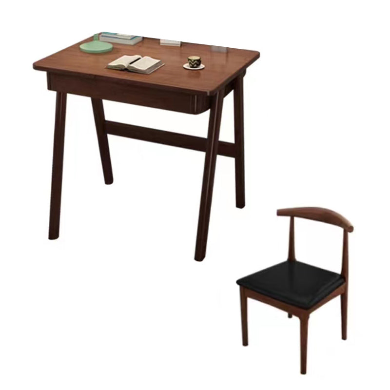 Solid Wood Writing Kids Desk and Chair 29.5" High Simple Child Desk with Drawers