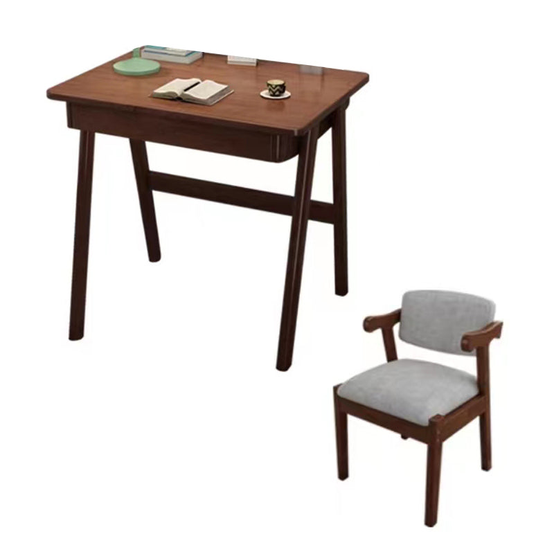 Solid Wood Writing Kids Desk and Chair 29.5" High Simple Child Desk with Drawers