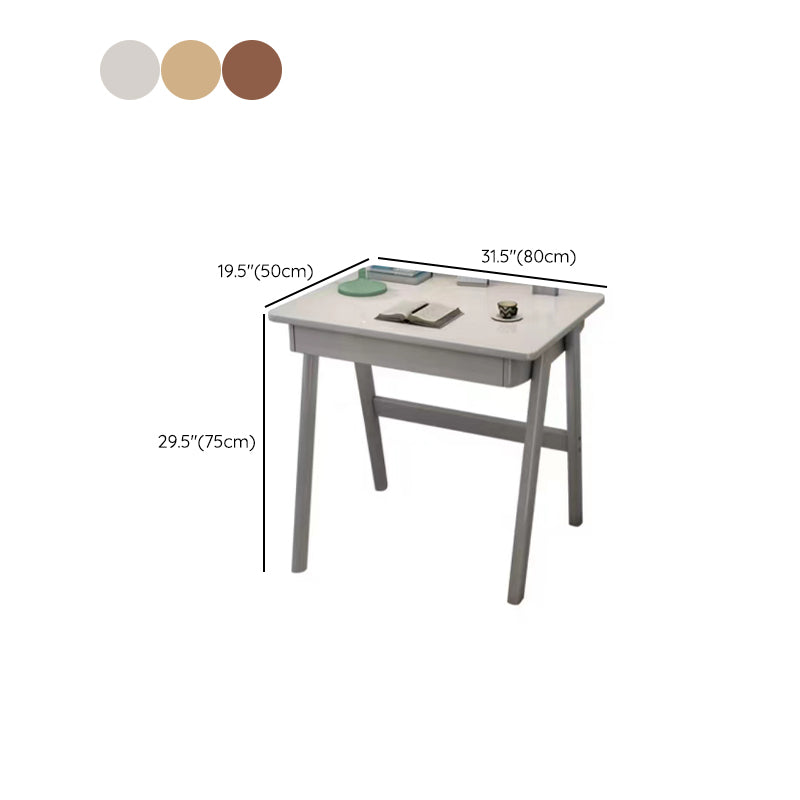 Solid Wood Writing Kids Desk and Chair 29.5" High Simple Child Desk with Drawers