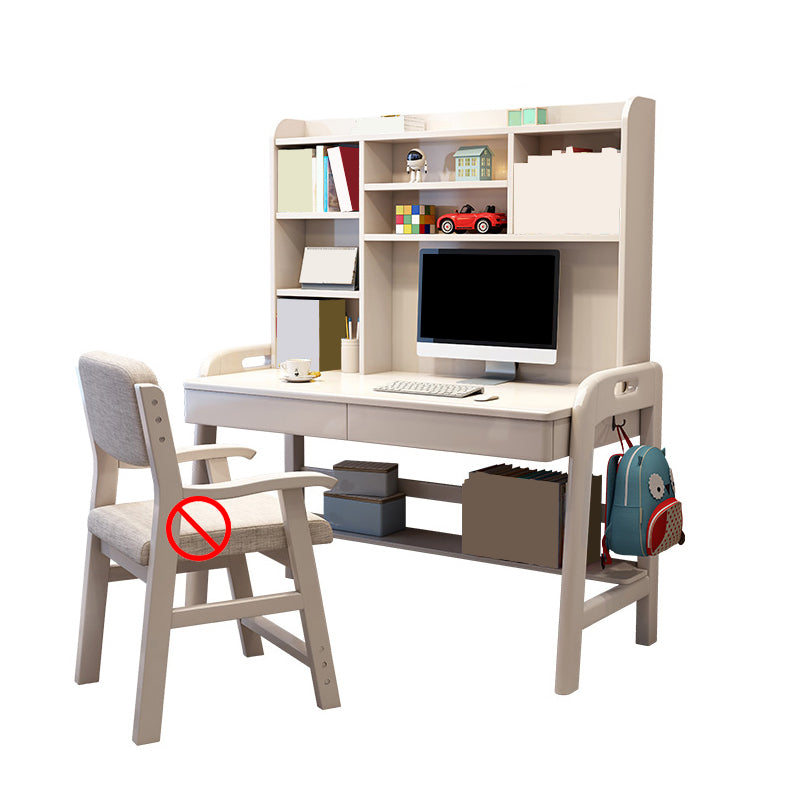 Adjustable Rubberwood Children's Desk with Shelves and Drawers