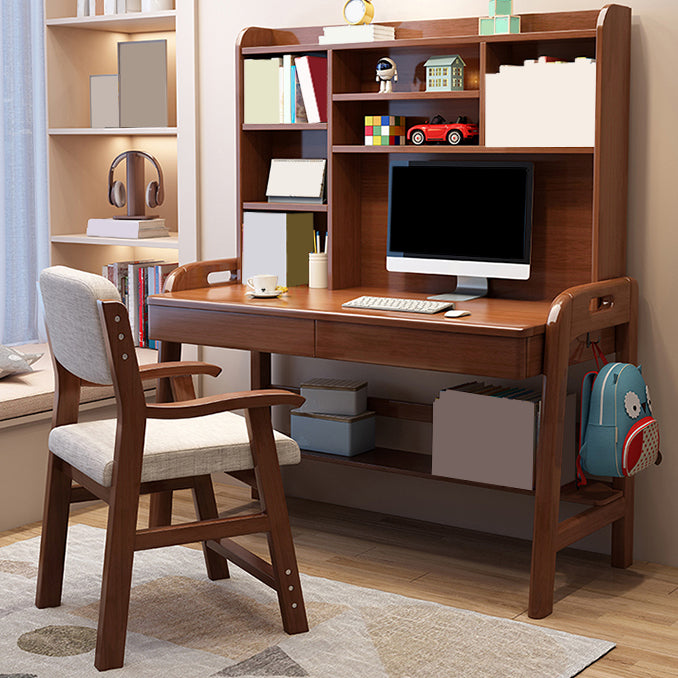 Adjustable Rubberwood Children's Desk with Shelves and Drawers