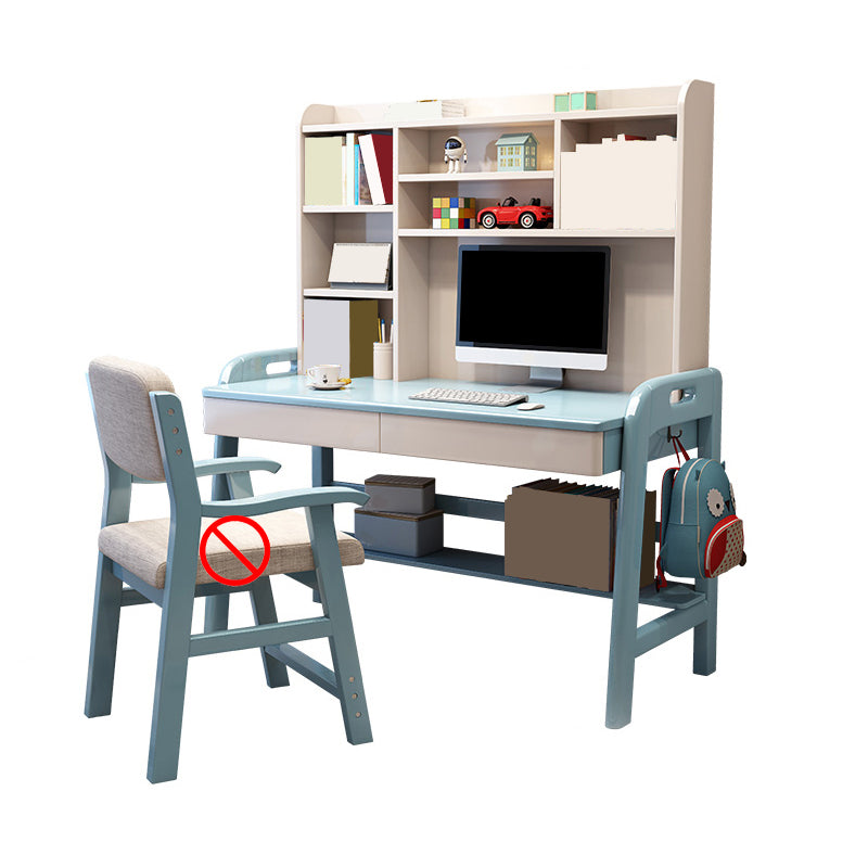 Adjustable Rubberwood Children's Desk with Shelves and Drawers