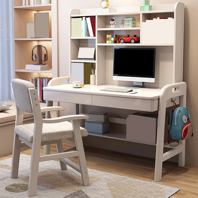 Adjustable Rubberwood Children's Desk with Shelves and Drawers