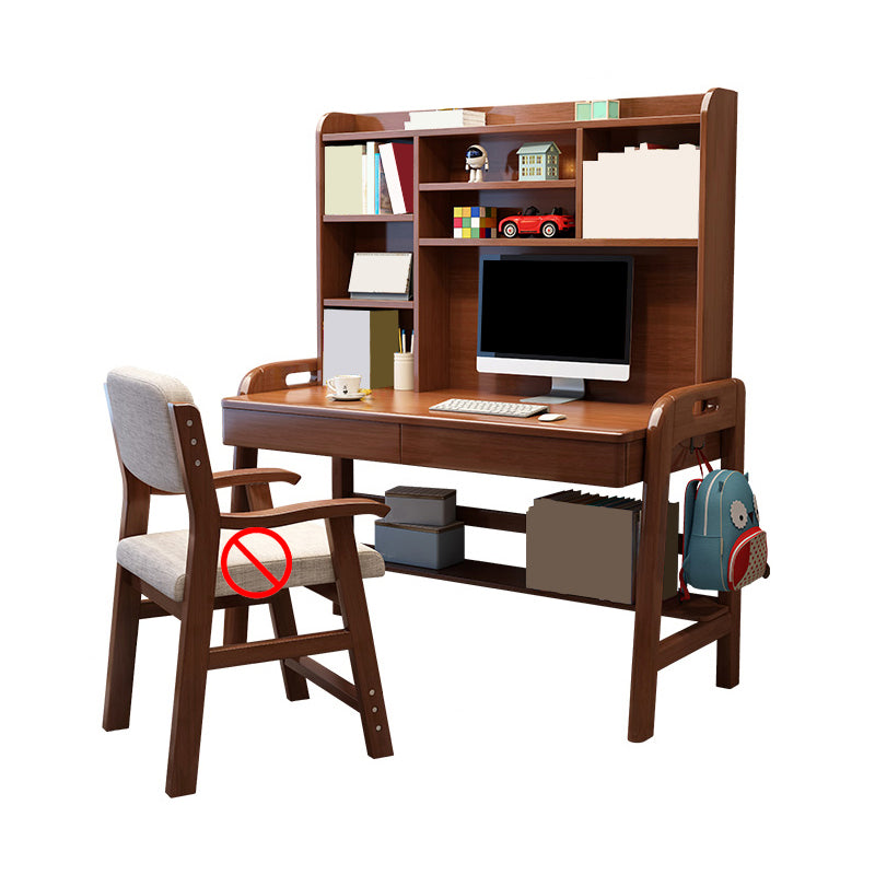 Adjustable Rubberwood Children's Desk with Shelves and Drawers