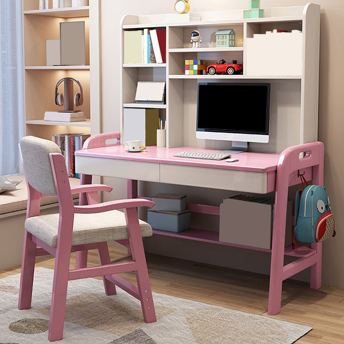 Adjustable Rubberwood Children's Desk with Shelves and Drawers