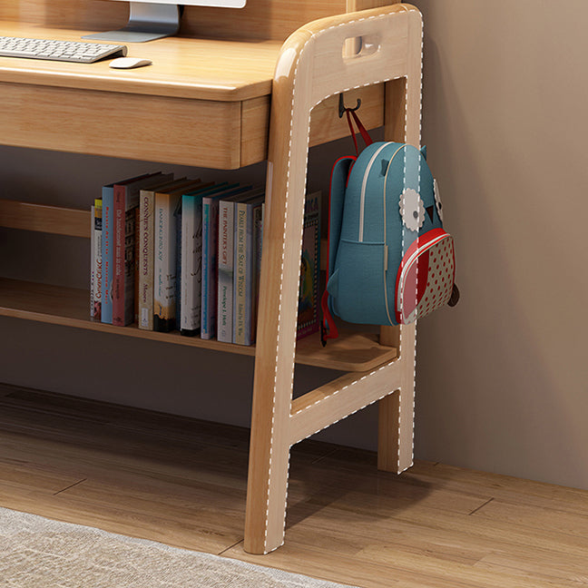 Adjustable Rubberwood Children's Desk with Shelves and Drawers