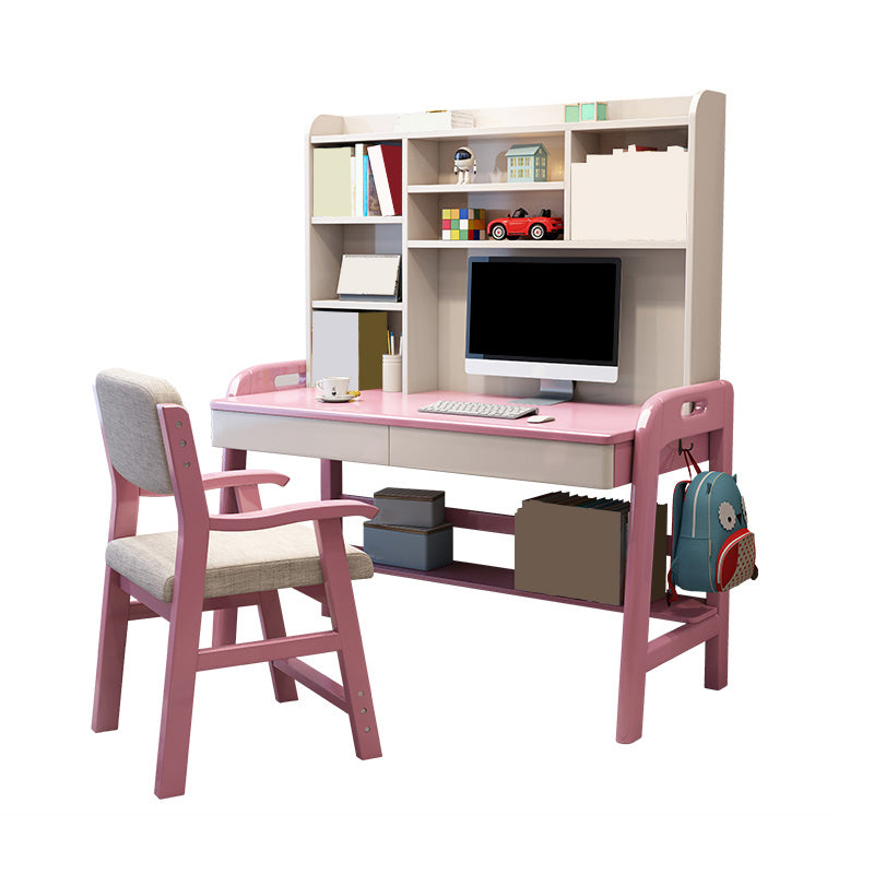 Adjustable Rubberwood Children's Desk with Shelves and Drawers