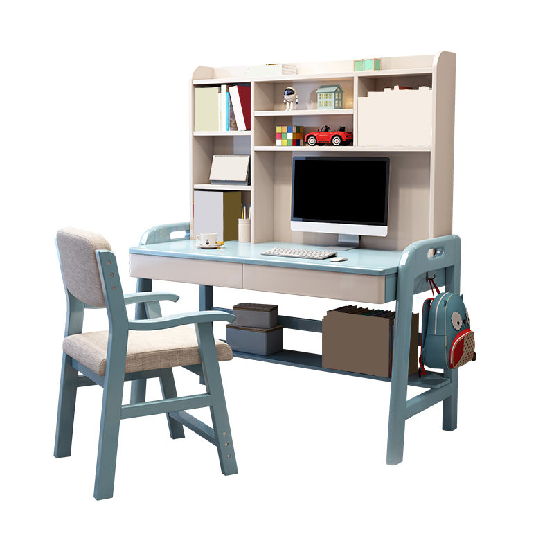 Adjustable Rubberwood Children's Desk with Shelves and Drawers