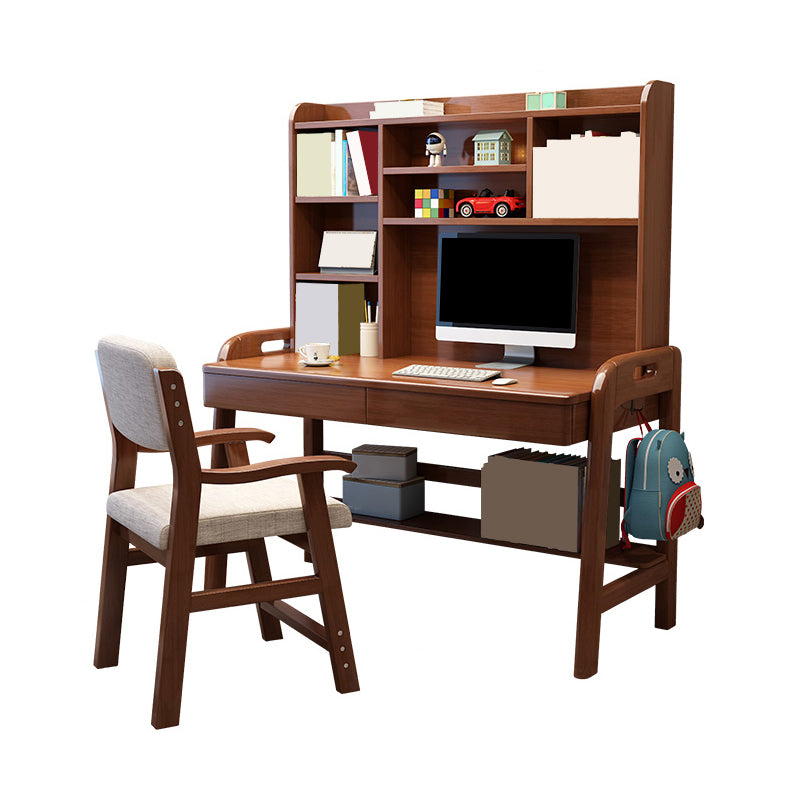 Adjustable Rubberwood Children's Desk with Shelves and Drawers