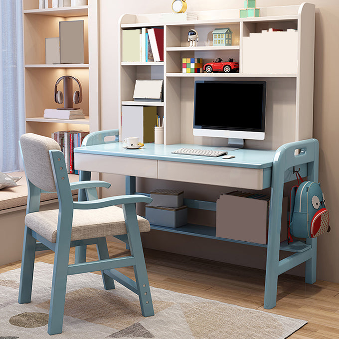 Adjustable Rubberwood Children's Desk with Shelves and Drawers