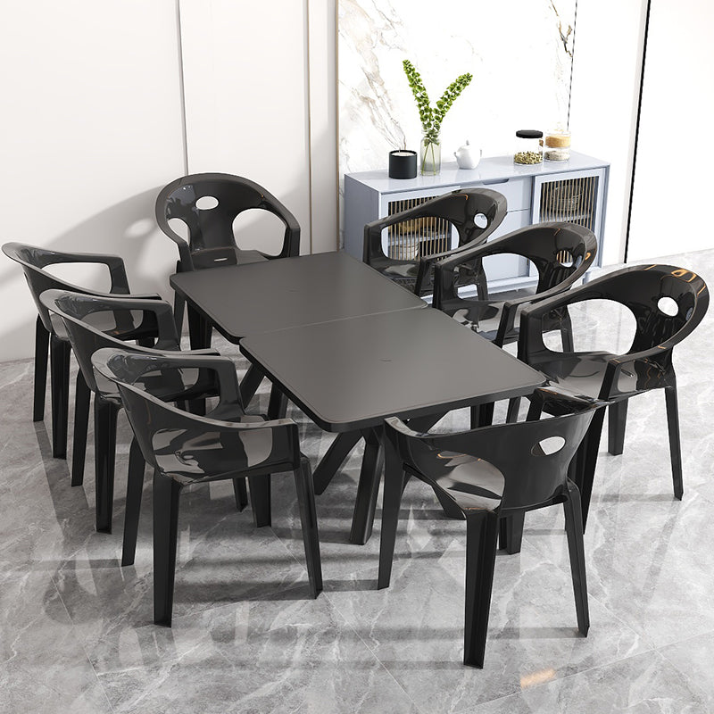 Contemporary Style Dining Set Plastic Square 1/4/5/10 Pcs Dining Table Set