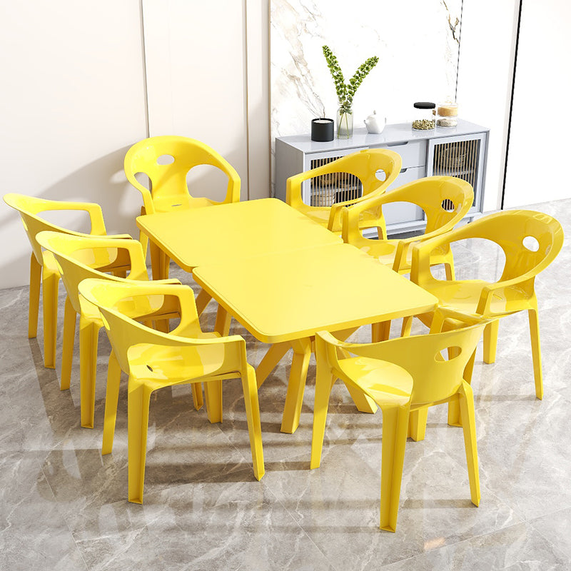 Contemporary Style Dining Set Plastic Square 1/4/5/10 Pcs Dining Table Set