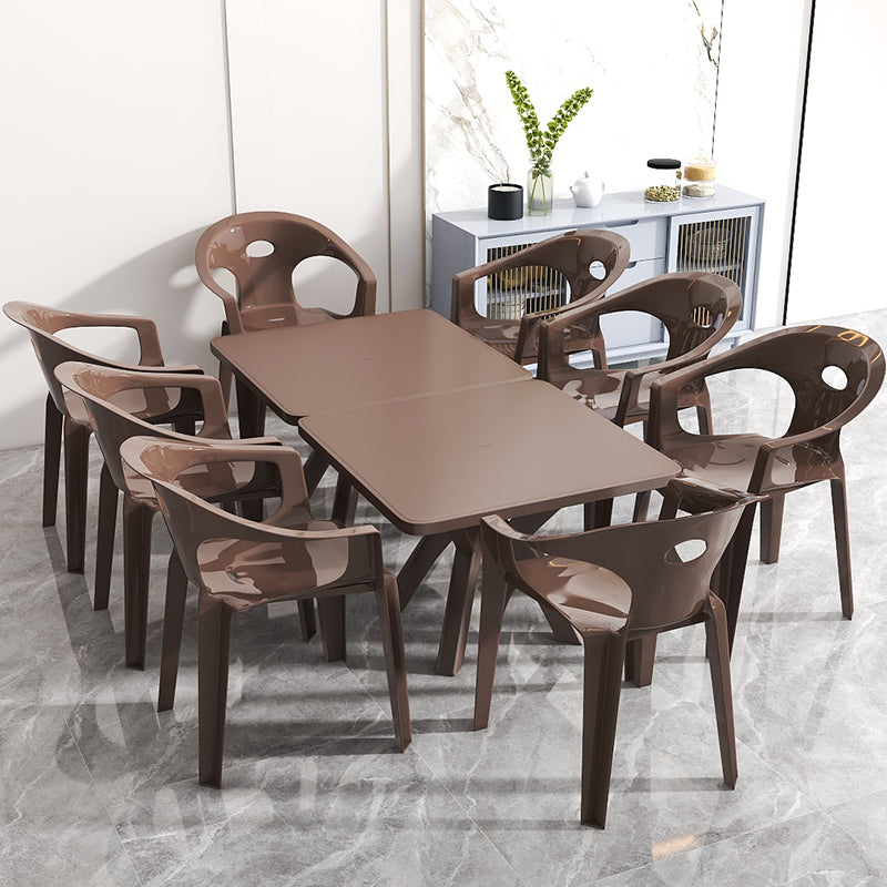 Contemporary Style Dining Set Plastic Square 1/4/5/10 Pcs Dining Table Set