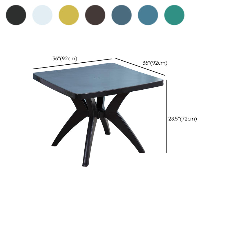 Modern Waterproof Square Courtyard Table Plastic Base Outdoor Table