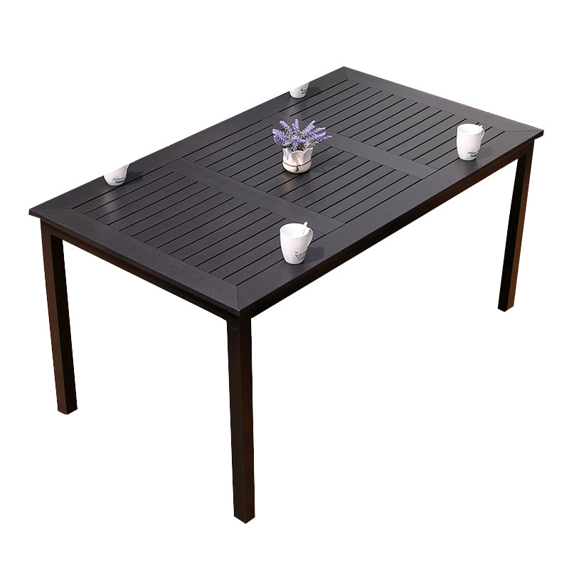 Outdoor Industrial Patio Table Metal Frame Dining Table in Black