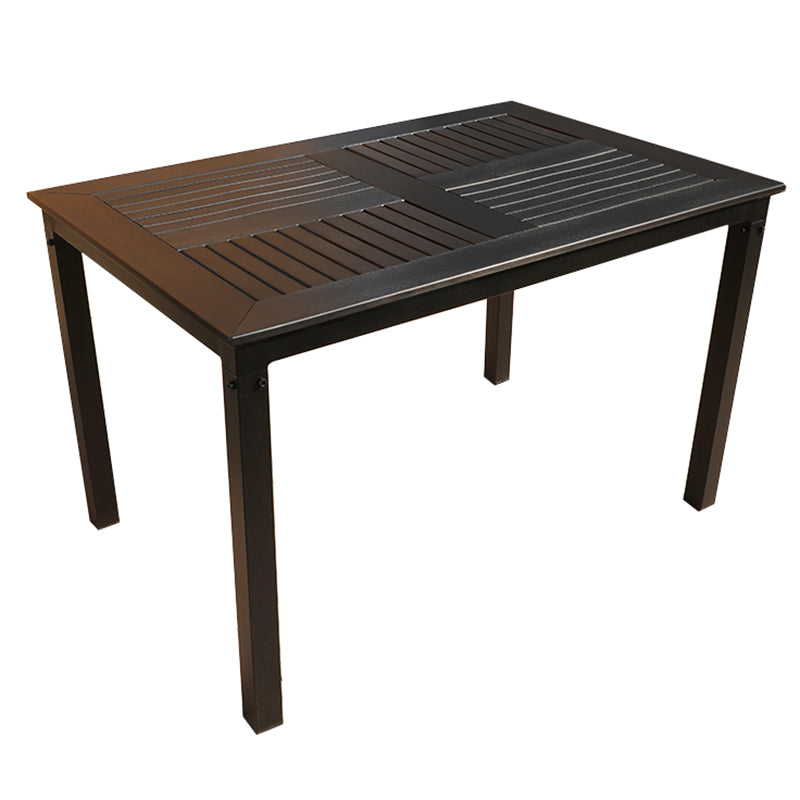 Outdoor Industrial Patio Table Metal Frame Dining Table in Black