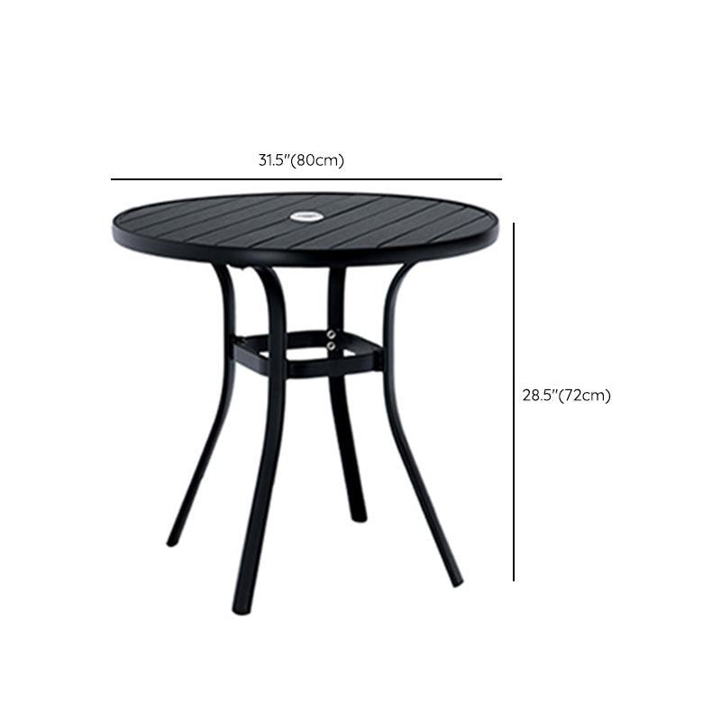 Outdoor Industrial Patio Table Metal Frame Dining Table in Black