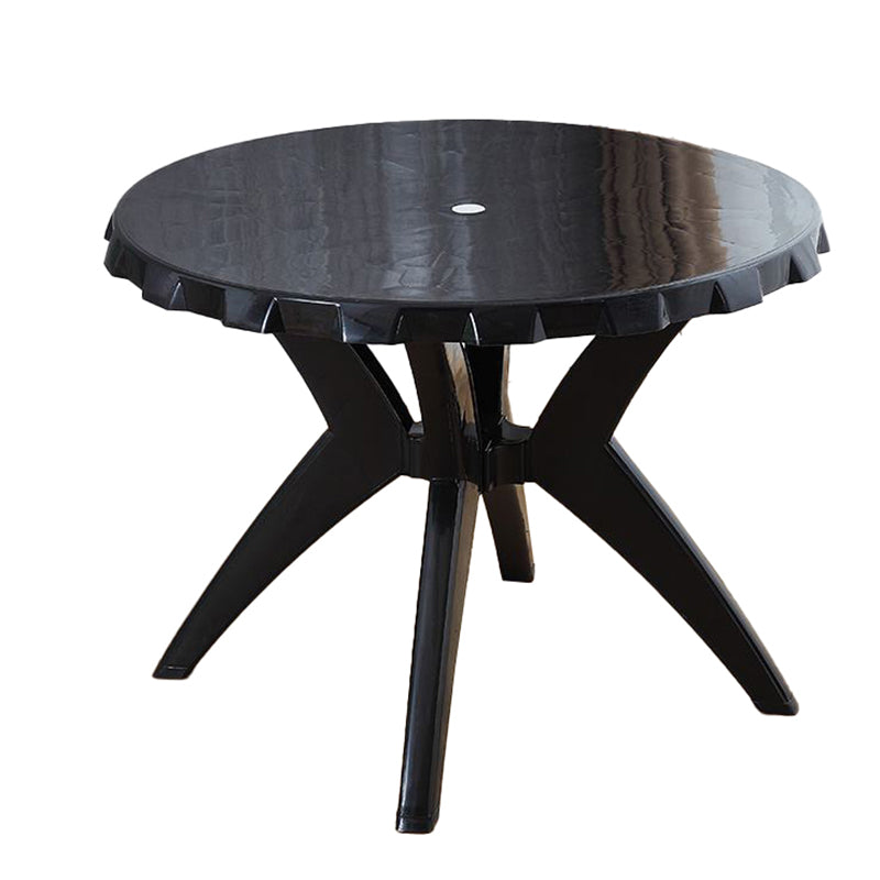 Modern Plastic Dining Table Outdoor Water Resistant Patio Table with Umbrella Hole