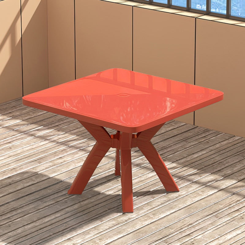 Modern Plastic Dining Table Outdoor UV Resistant Patio Table with Umbrella Hole
