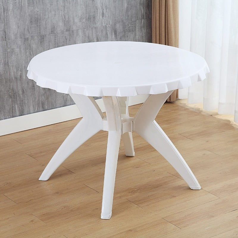 Modern Plastic Dining Table Outdoor UV Resistant Patio Table with Umbrella Hole