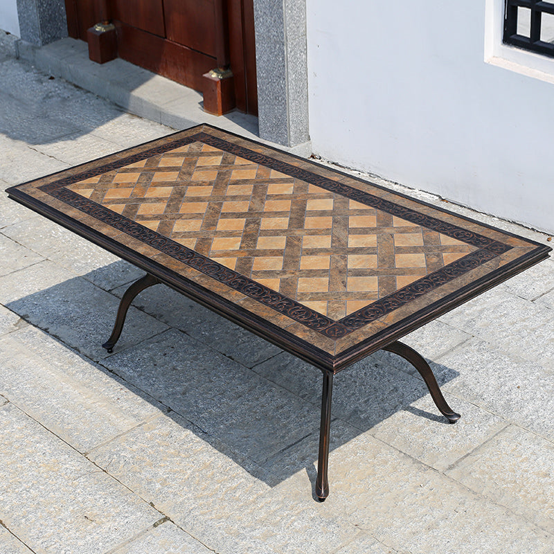 Modern Outdoor Patio Table Ceramic Rust Resistant Patio Table with Aluminum Frame