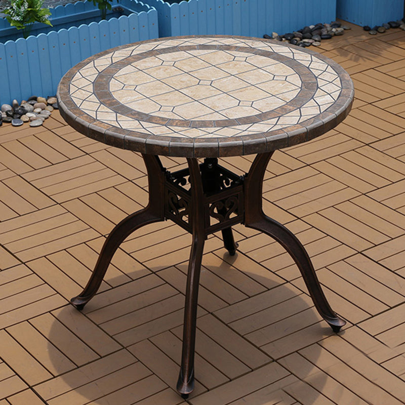 Modern Outdoor Patio Table Ceramic Rust Resistant Patio Table with Aluminum Frame