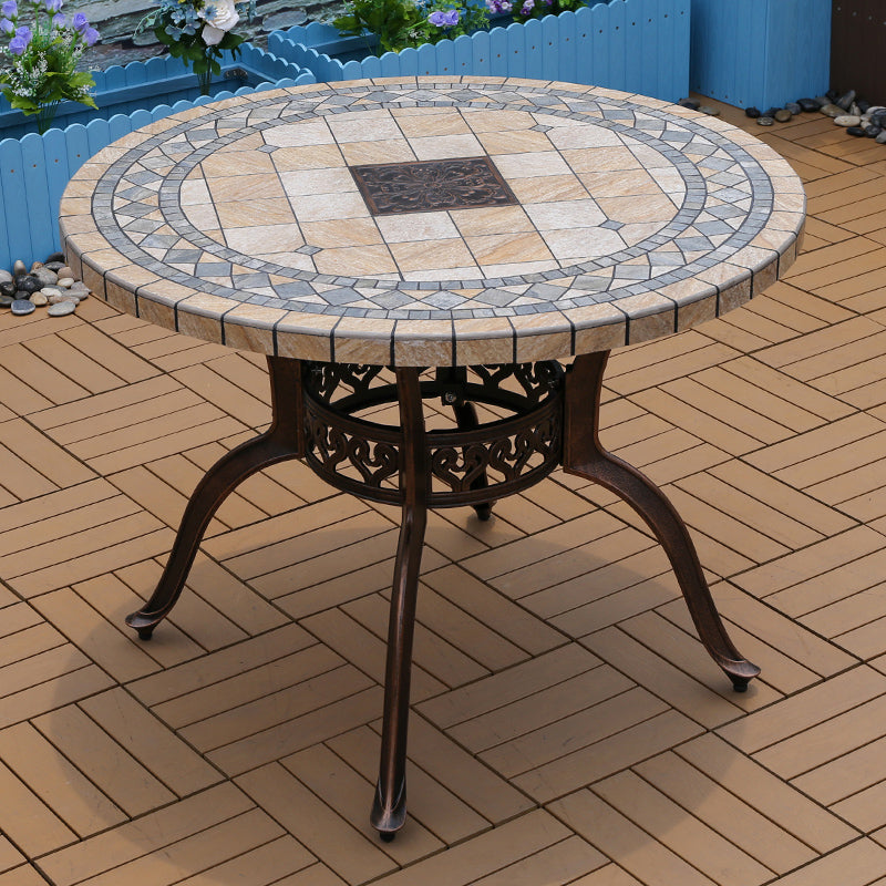 Modern Outdoor Patio Table Ceramic Rust Resistant Patio Table with Aluminum Frame