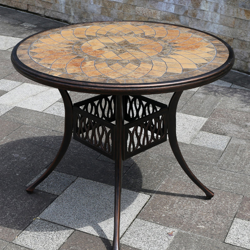 Modern Outdoor Patio Table Ceramic Rust Resistant Patio Table with Aluminum Frame