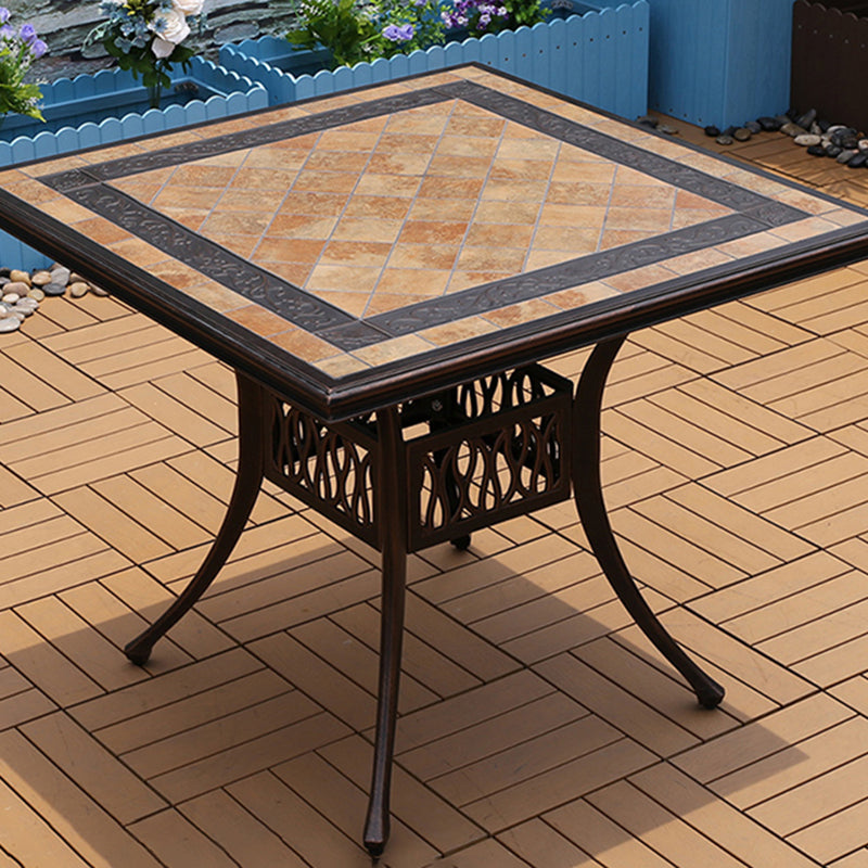 Modern Outdoor Patio Table Ceramic Rust Resistant Patio Table with Aluminum Frame