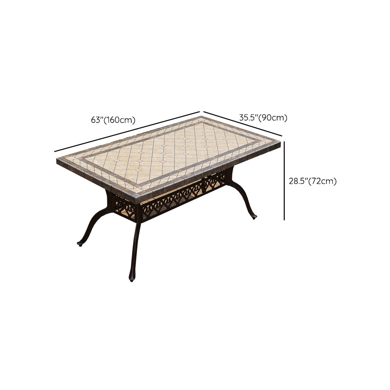 Modern Outdoor Patio Table Ceramic Rust Resistant Patio Table with Aluminum Frame