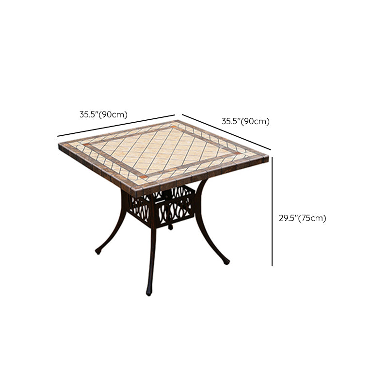 Modern Outdoor Patio Table Ceramic Rust Resistant Patio Table with Aluminum Frame