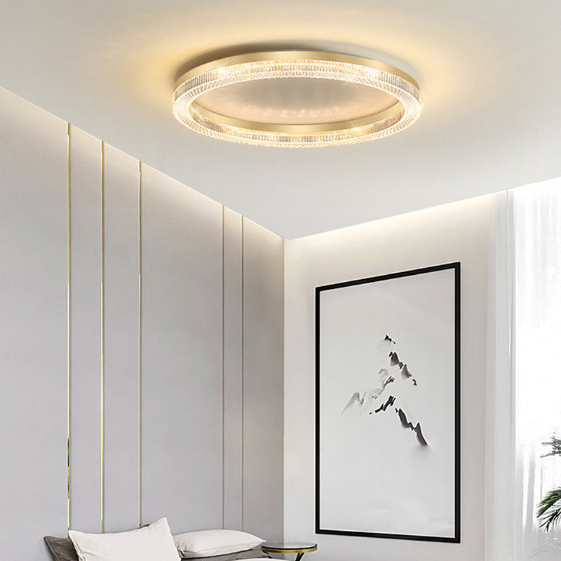 Geometric Shape Metal Flush Light Modern Style 1 Light Flush Mount Ceiling Lights in Gold