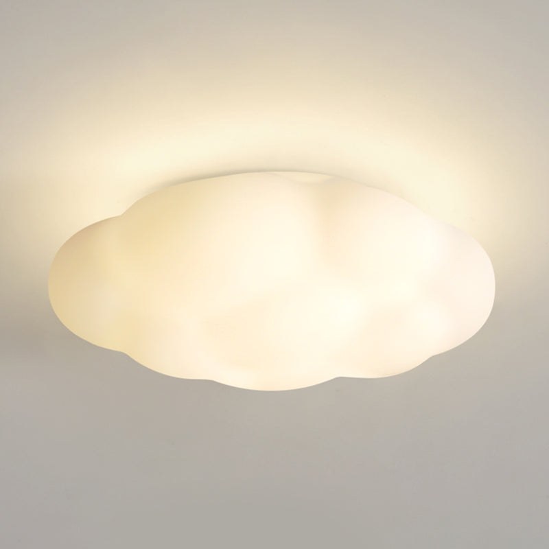 Modern LED Metal Flush Mount Cloud Shape Ceiling Light with Plastic Shade for Bedroom