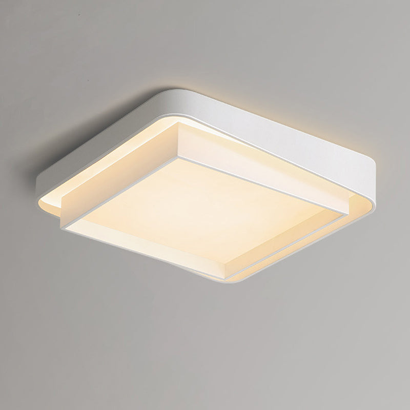 Geometric Flush Mount Fixture Modern Metal Flush Light in White