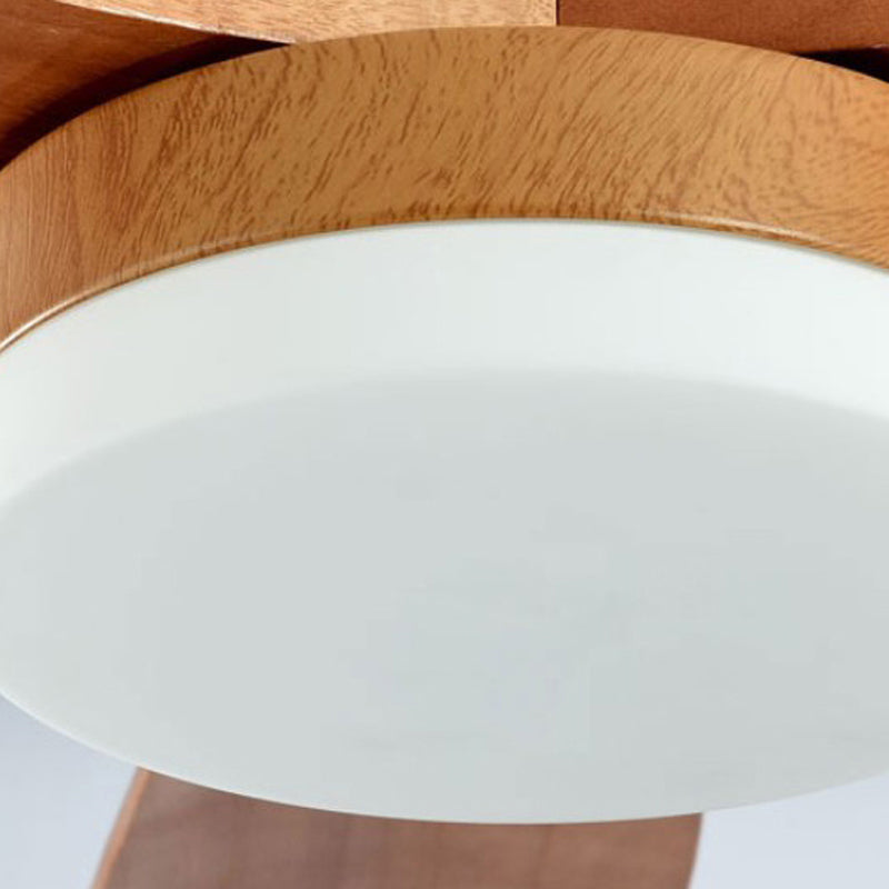 Wooden Ceiling Fan Light Fixture Minimalist LED Ceiling Lamp for Bedroom