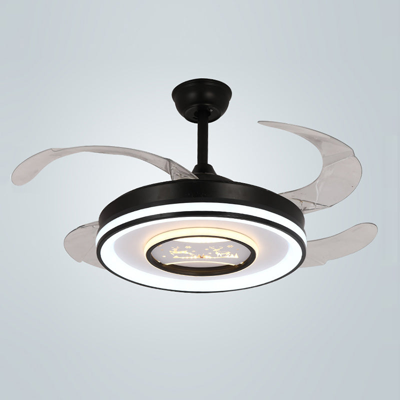 Dark Black LED Fan Ceiling Light Iron and Acrylic Modern Ceiling Fan Lighting