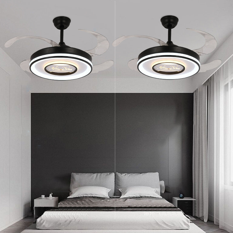 Dark Black LED Fan Ceiling Light Iron and Acrylic Modern Ceiling Fan Lighting