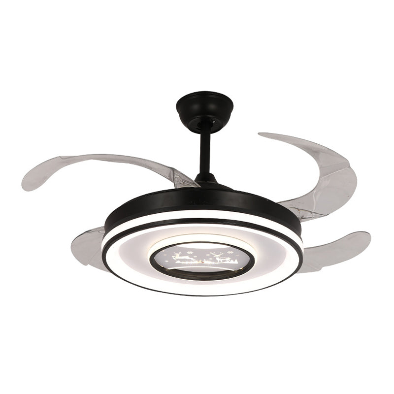 Dark Black LED Fan Ceiling Light Iron and Acrylic Modern Ceiling Fan Lighting