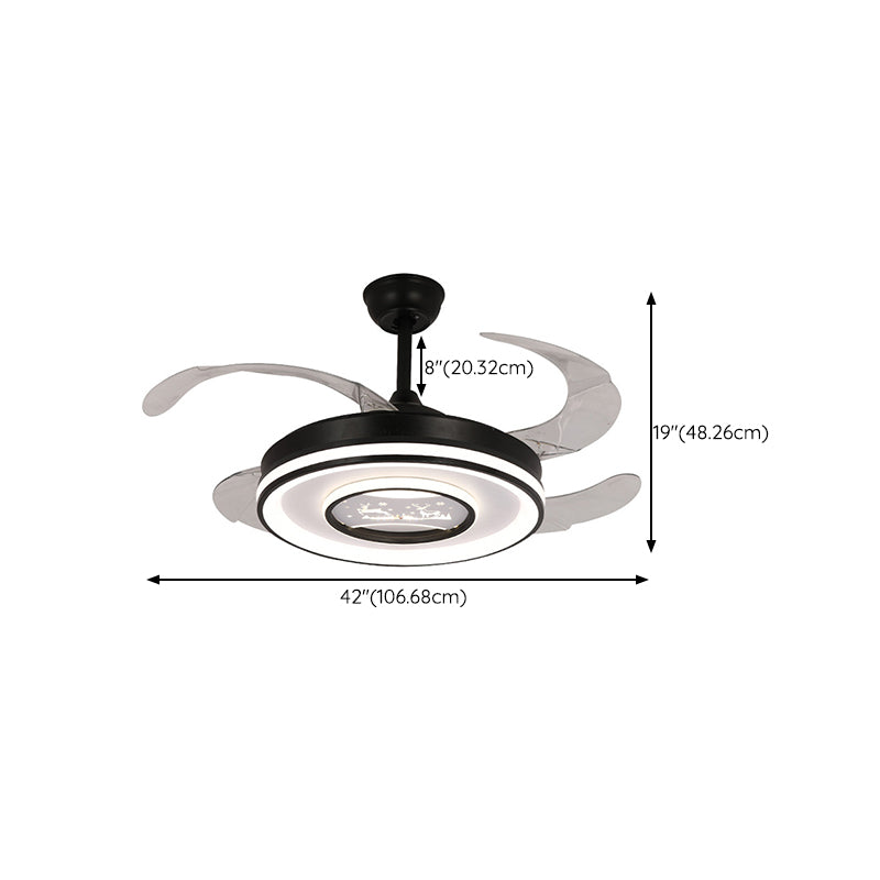 Dark Black LED Fan Ceiling Light Iron and Acrylic Modern Ceiling Fan Lighting