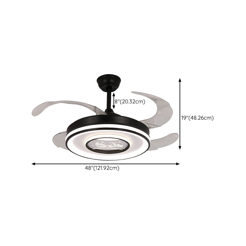 Dark Black LED Fan Ceiling Light Iron and Acrylic Modern Ceiling Fan Lighting