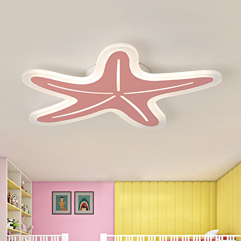 Modernist Star Shaped Flush Light Acrylic Kindergarten LED Ceiling Flush Mount in Blue/Pink/White