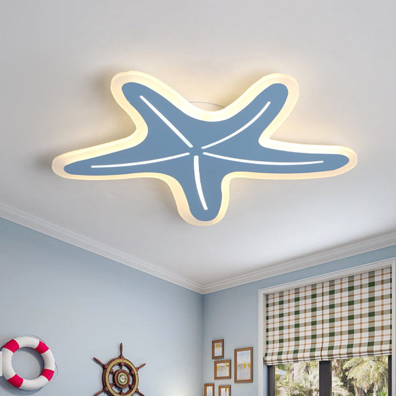 Modernist Star Shaped Flush Light Acrylic Kindergarten LED Ceiling Flush Mount in Blue/Pink/White