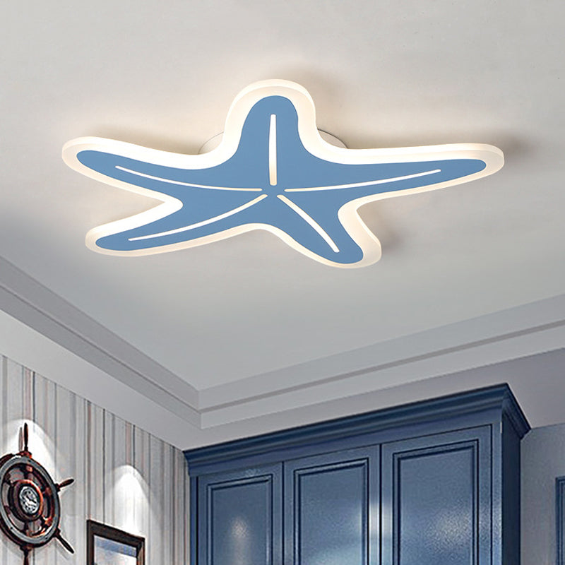 Modernist Star Shaped Flush Light Acrylic Kindergarten LED Ceiling Flush Mount in Blue/Pink/White