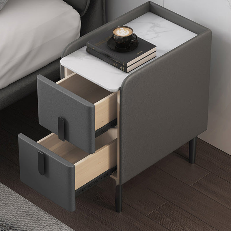 Stone Bed Nightstand Classic Modern Bedside Cabinet with Drawers