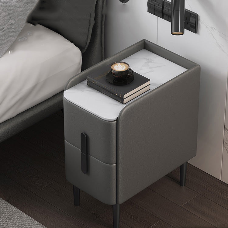 Stone Bed Nightstand Classic Modern Bedside Cabinet with Drawers