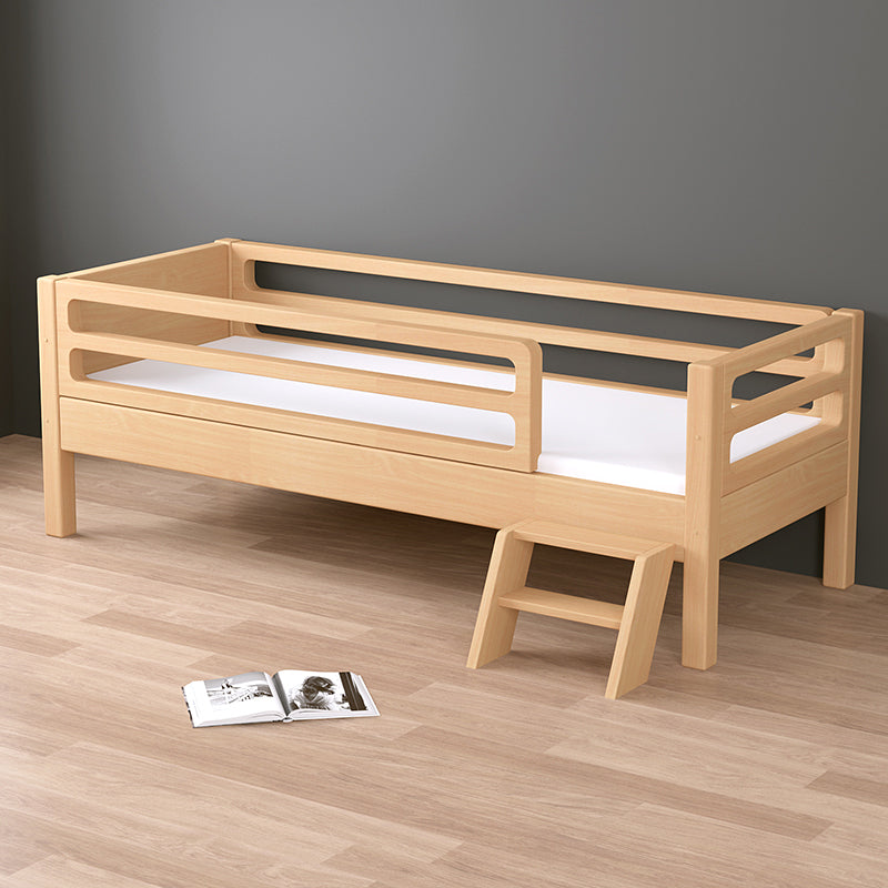 Contemporary Natural Solid Wood Nursery Crib with 4 Guardrail