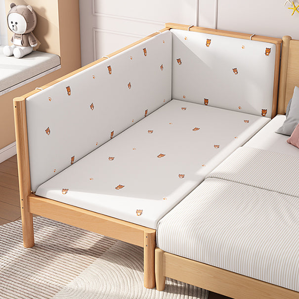 Contemporary Washed Natural Nursery Bed Solid Wood with 3 Guardrail